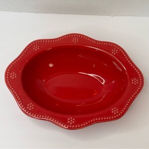 Food Network "Fontinella Red" 11 Inch Oval Vegetable Bowl